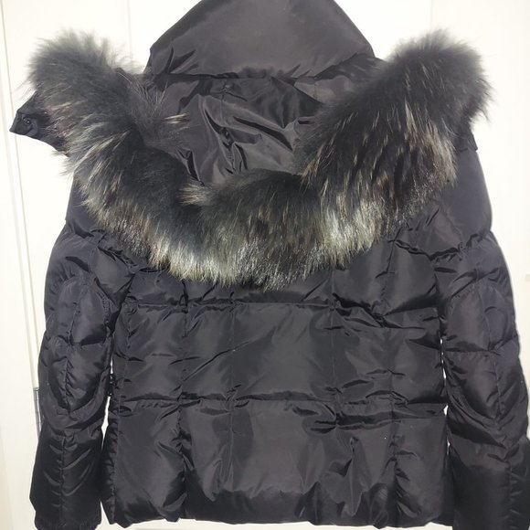 SAM. New York Black Down Puffer Jacket Coat with a fur trim hoodie - Picture 3 of 4